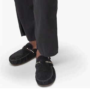 Xirena Joy Suede Shearling Slide Clog Black NWT